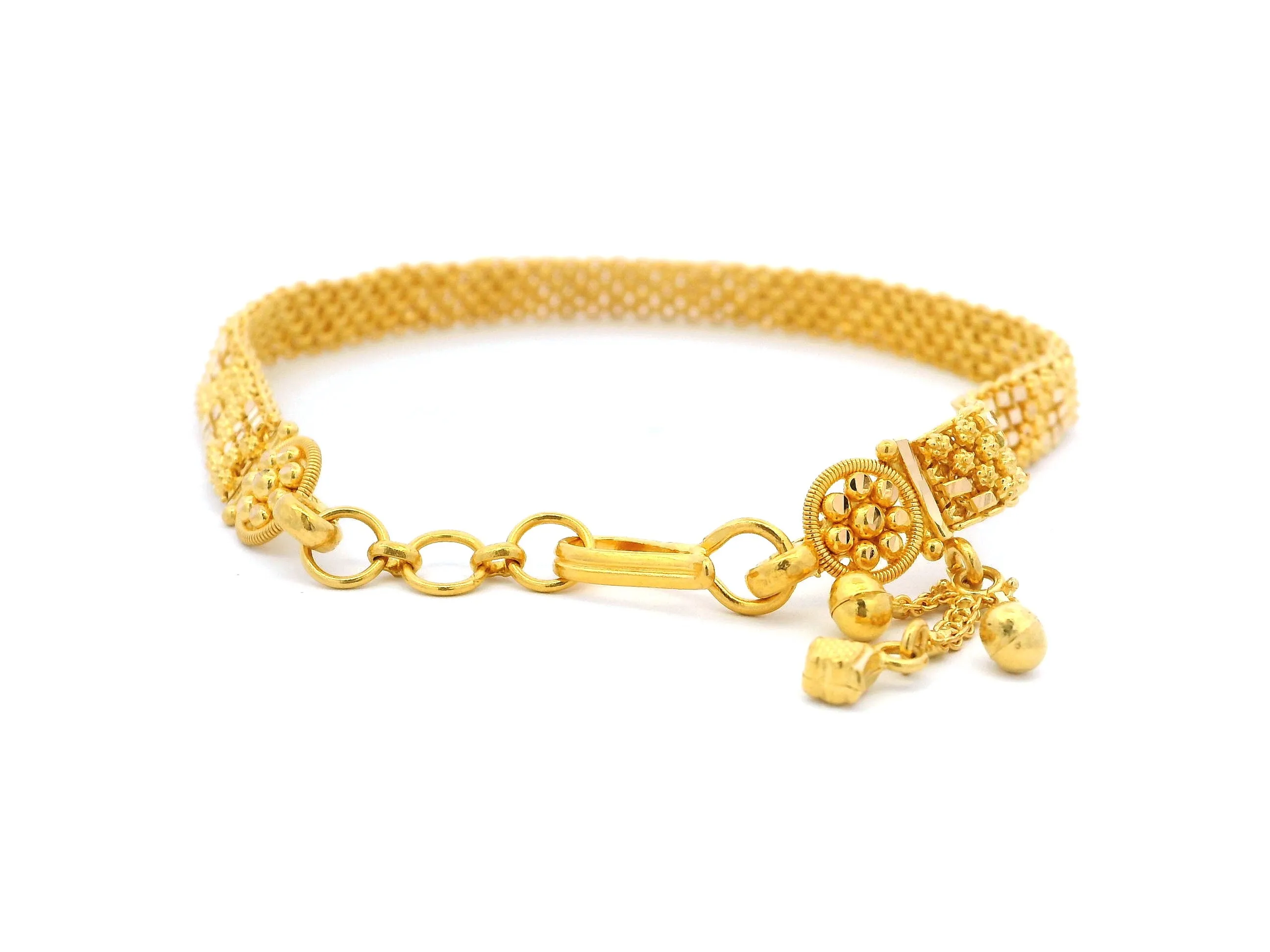 22ct Yellow Gold Flat Bracelet with Filigree Work Design – Elegant & Timeless Gold Jewellery