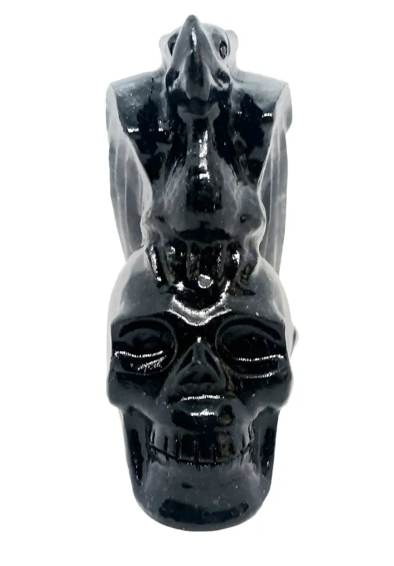 247G Black Jade Crystal Dragon on Skull