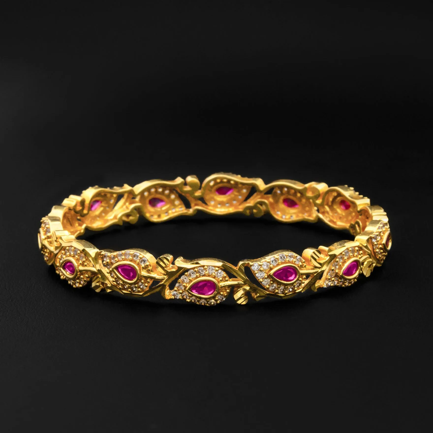 24ct Heavy Gold Plated Stone Bangle PSB10WR-004