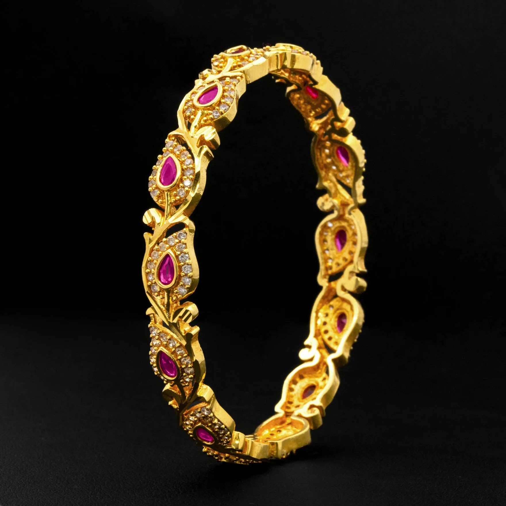 24ct Heavy Gold Plated Stone Bangle PSB10WR-004