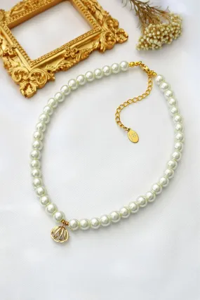 24K Seashell Czech Pearls Choker