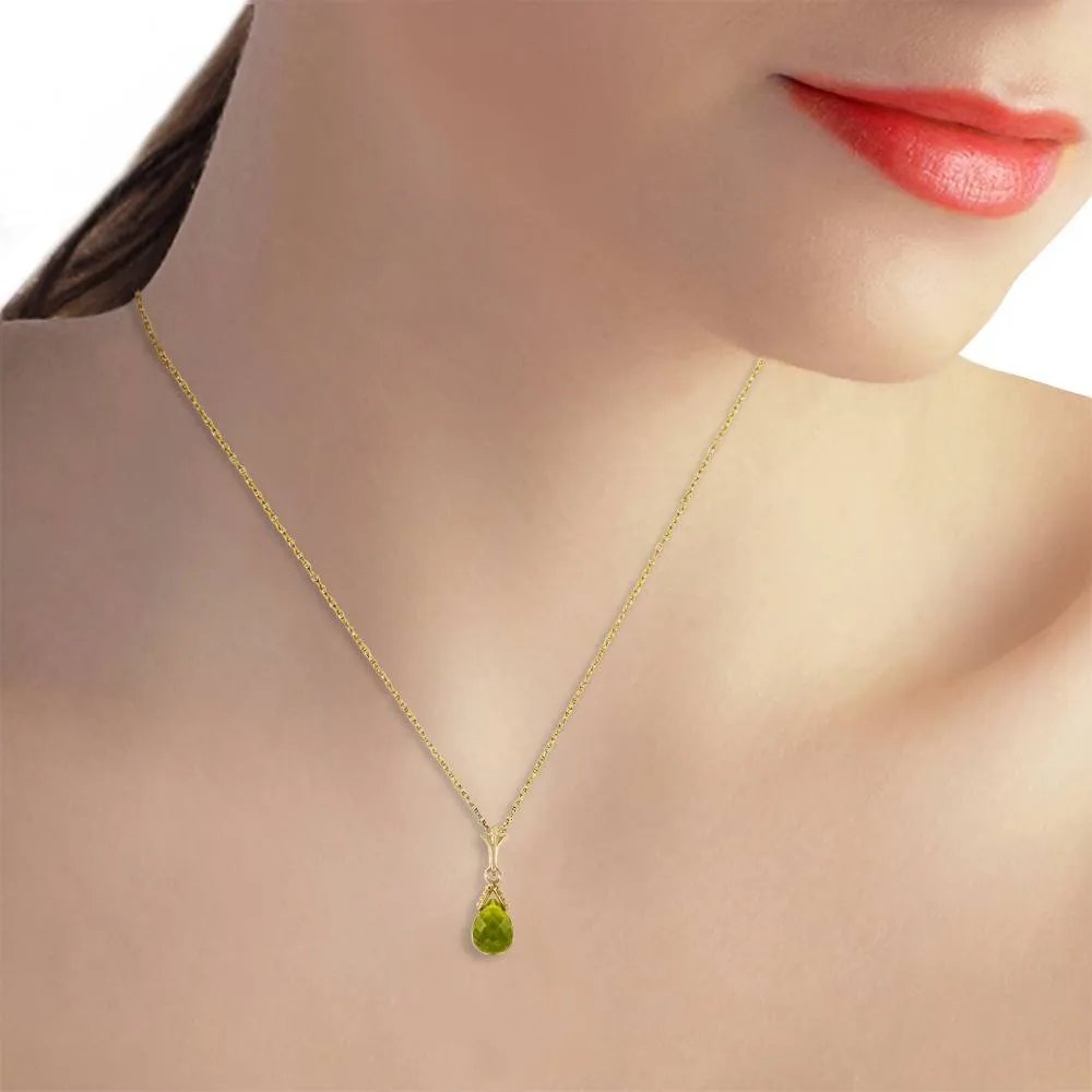 2.5 Carat 14K Solid Yellow Gold Ripeness Peridot Necklace