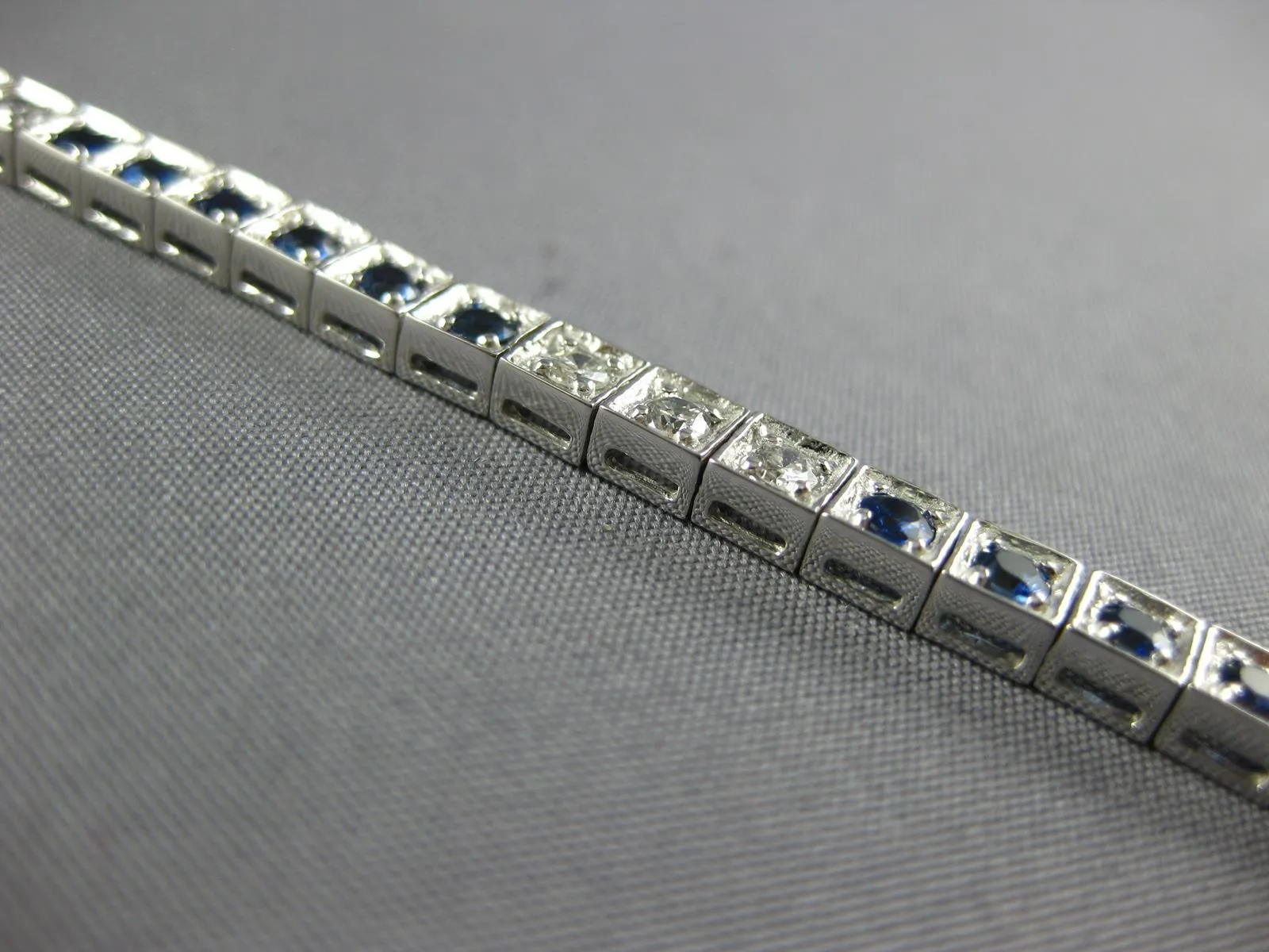 3.04CT DIAMOND & AAA SAPPHIRE 18KT WHITE GOLD 3D SQUARE FILIGREE TENNIS BRACELET