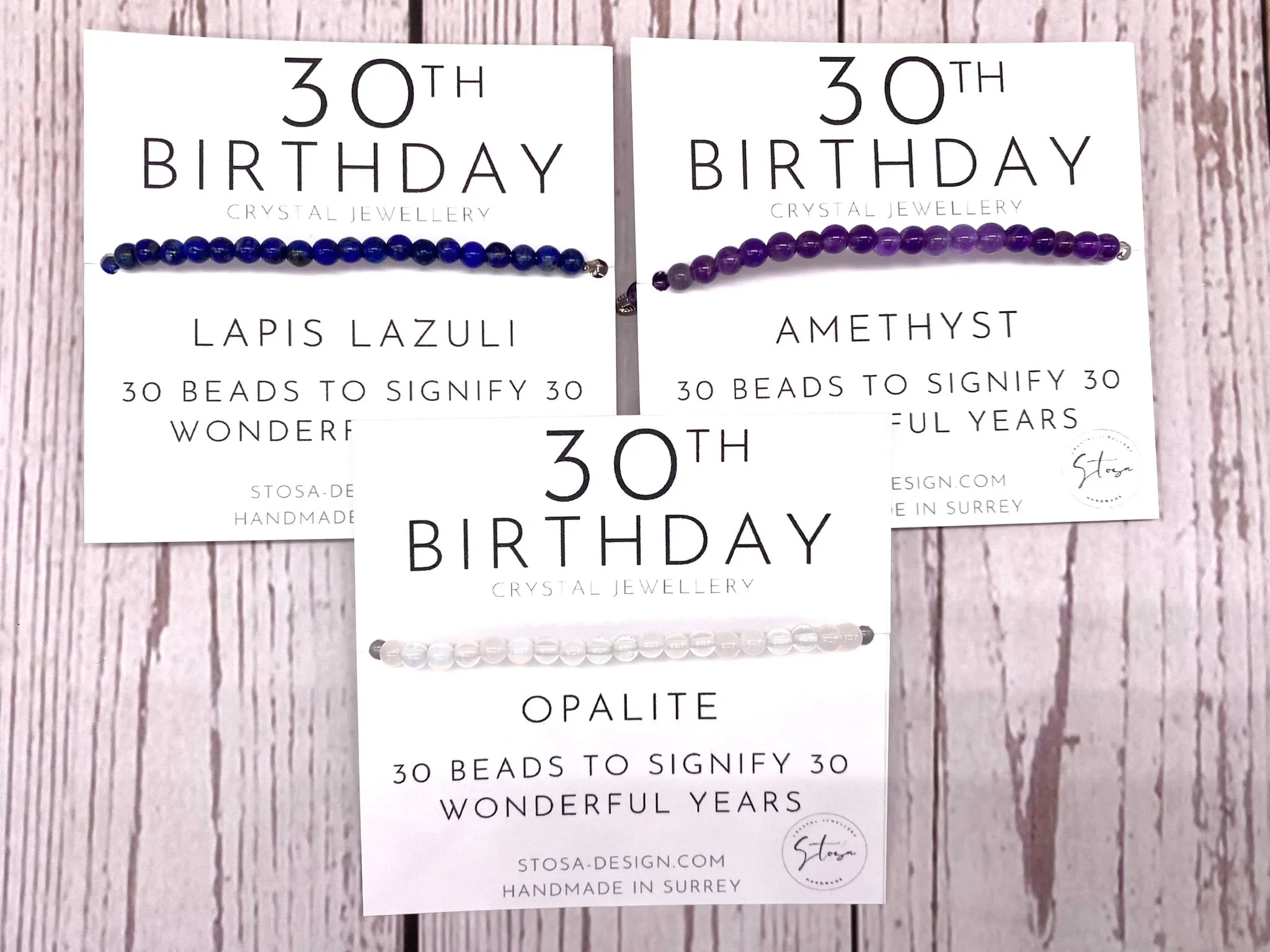 30th Birthday Bracelet Wrap - with Natural Crystals and a Paper Clip Chain