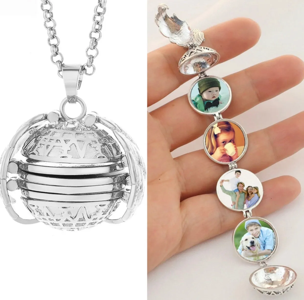 4 photo angel pendant locket