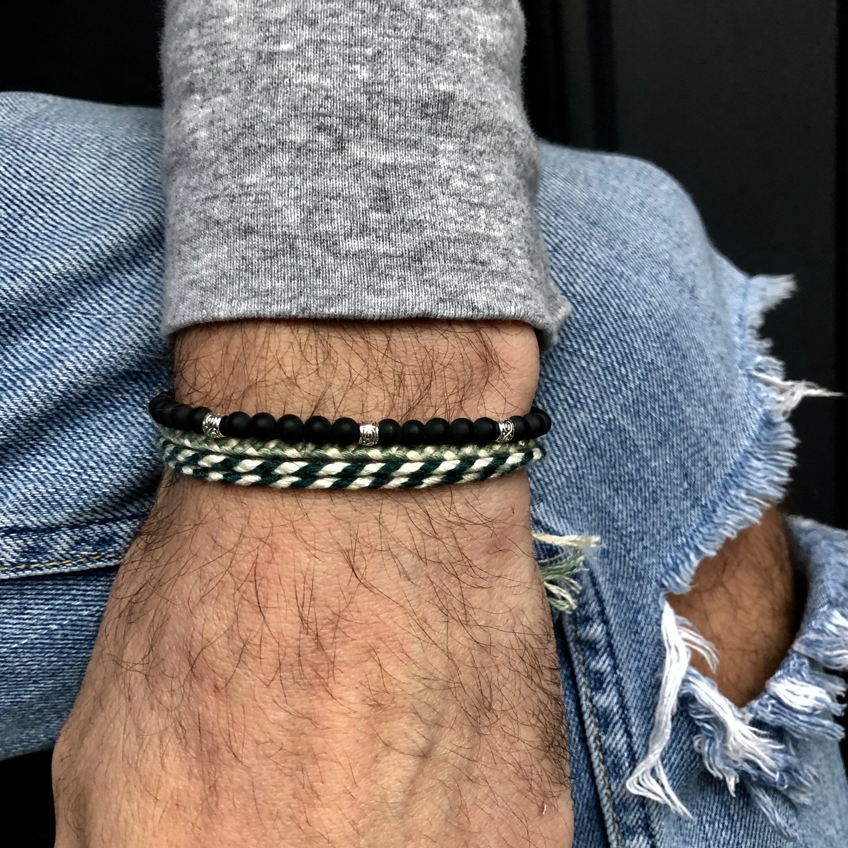 4mm "Macramé" Bracelet (Matte Onyx)