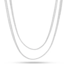 5mm White Gold Thick Herringbone Choker Set