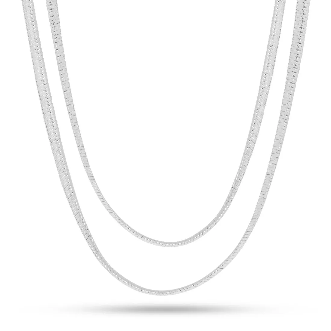 5mm White Gold Thick Herringbone Choker Set