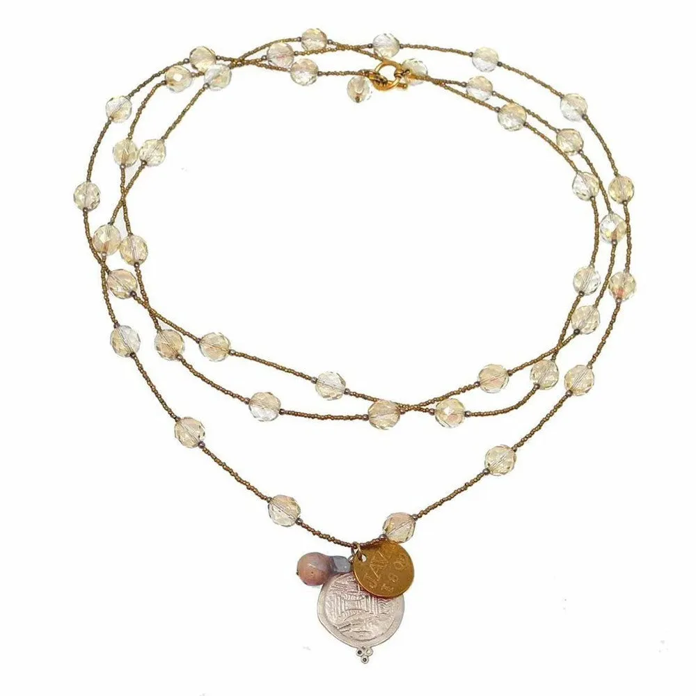 60" Vintage Citrine Spacer Necklace