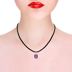 6.51 Carat 14K Solid Yellow Gold Solitude Amethyst Diamond Necklace