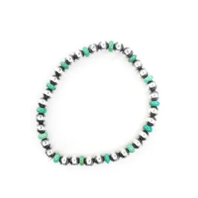 6mm Navajo Pearl Stretch Bracelet - Turquoise (Extended Size)