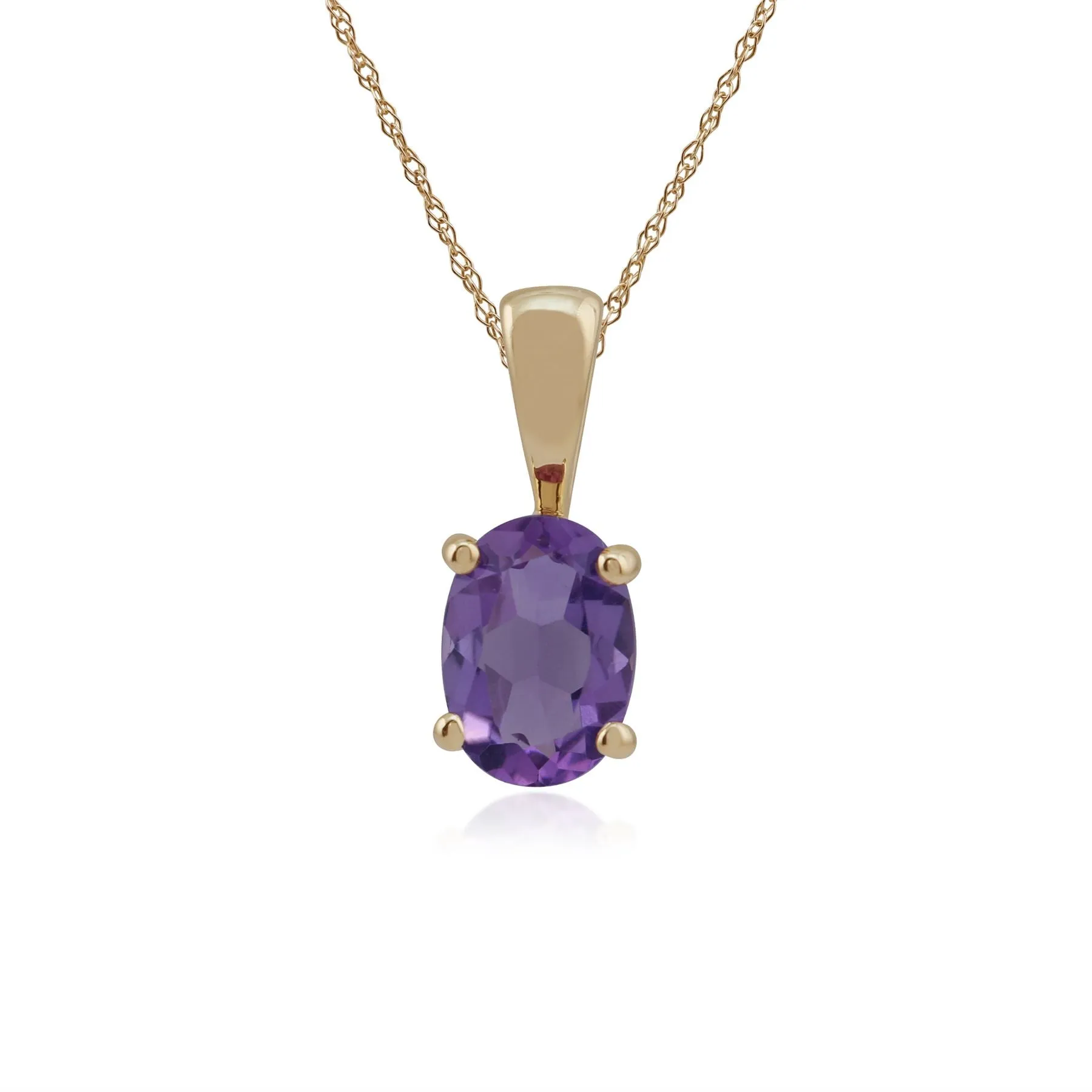 9 karat Gelbes Gold Amethyst 18zoll Halskette