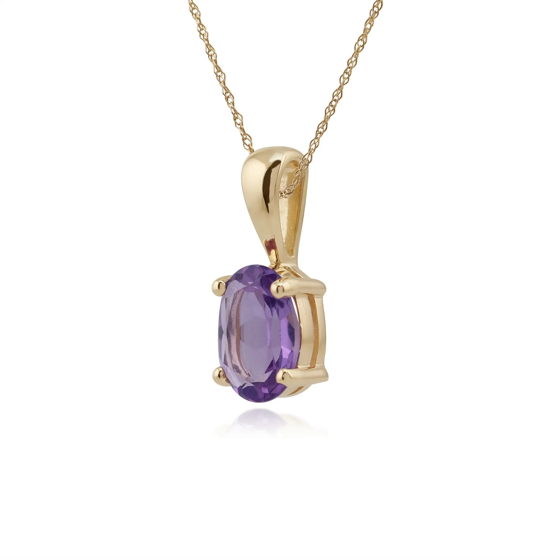 9 karat Gelbes Gold Amethyst 18zoll Halskette