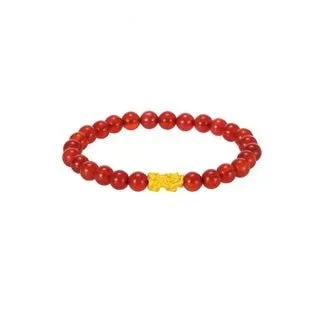 999 Gold Mini Pixiu (貔貅) with Auspicious Beads Bracelet