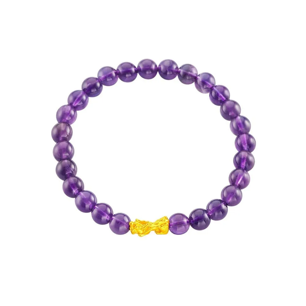 999 Gold Mini Pixiu (貔貅) with Auspicious Beads Bracelet