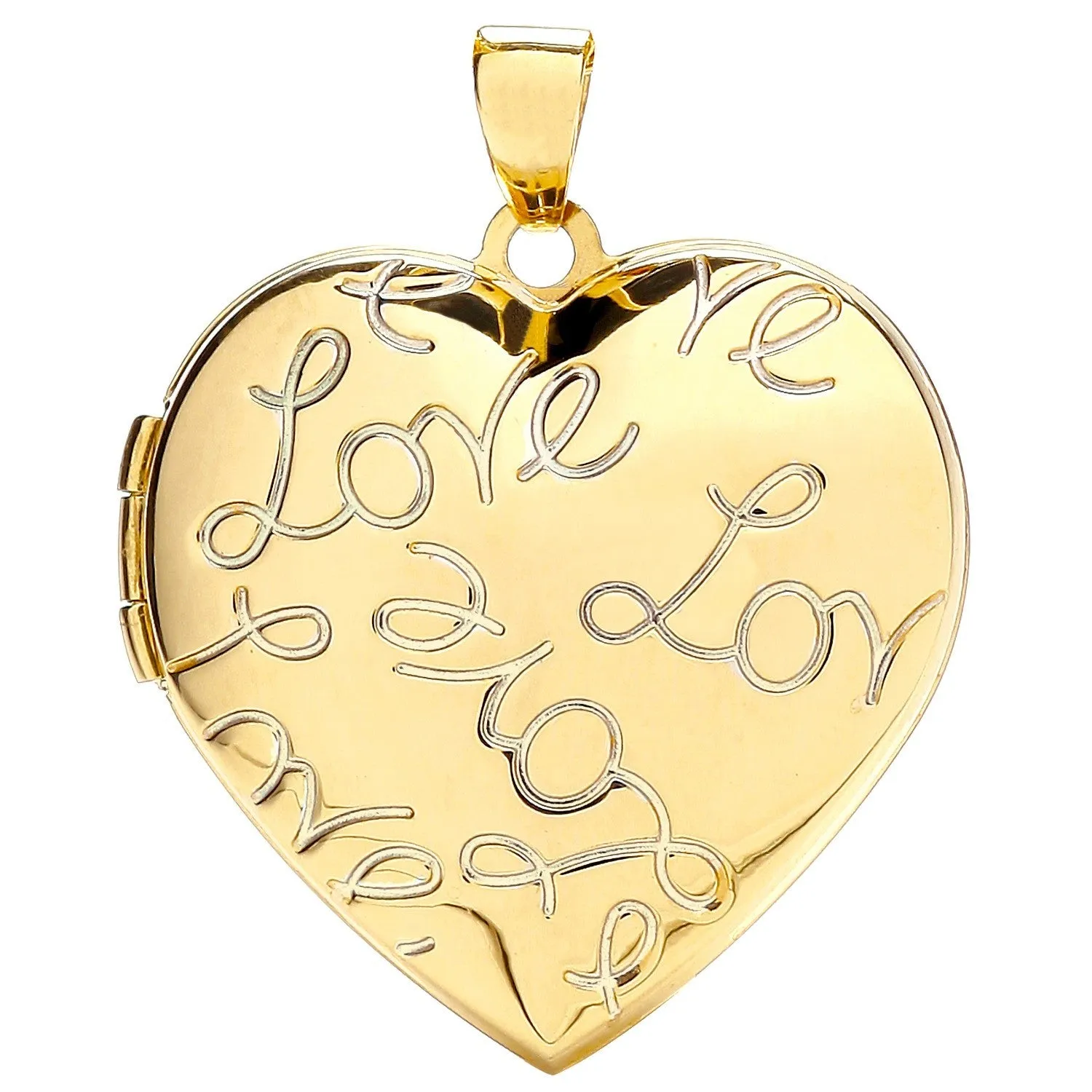 9ct Yellow Gold Heart Shaped Love Locket Pendant Necklace