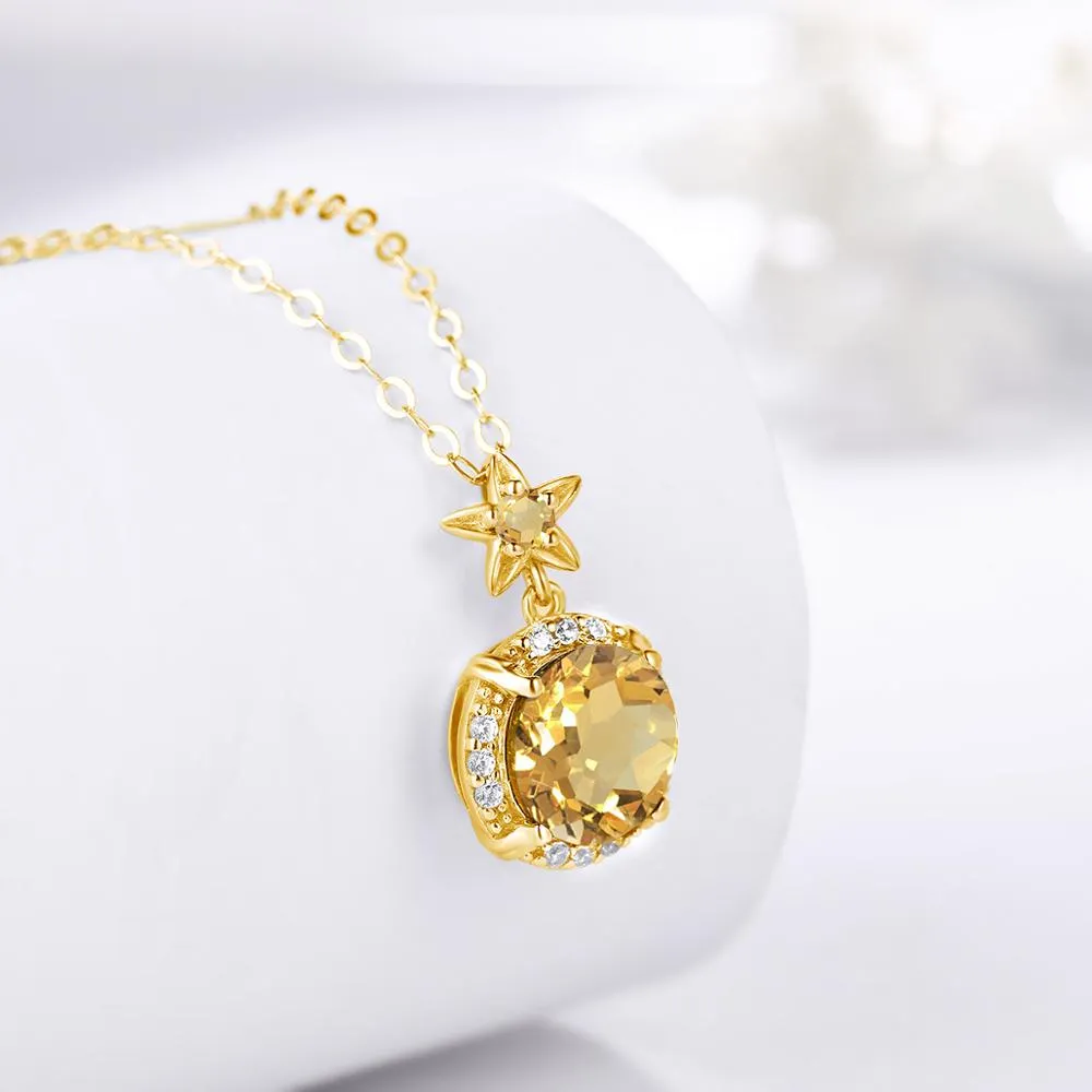 9MM Citrine Gemstone Pendant