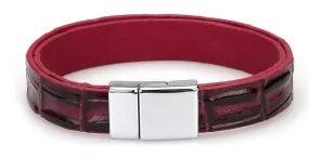 AB003 Wine Croc Leather Bracelet