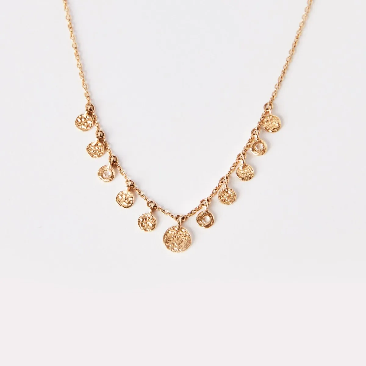 abacus disk diamond necklace - 14k yellow gold