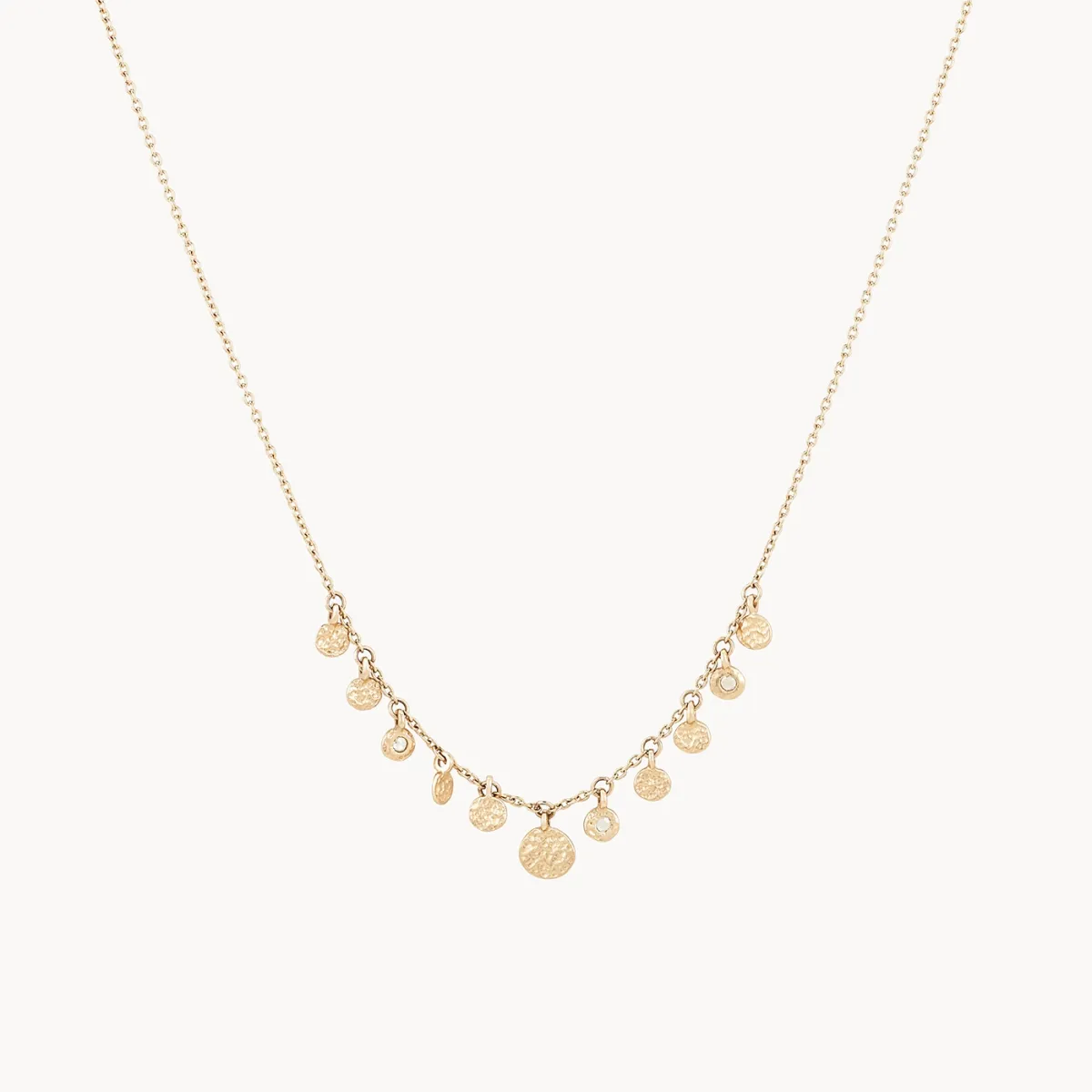 abacus disk diamond necklace - 14k yellow gold