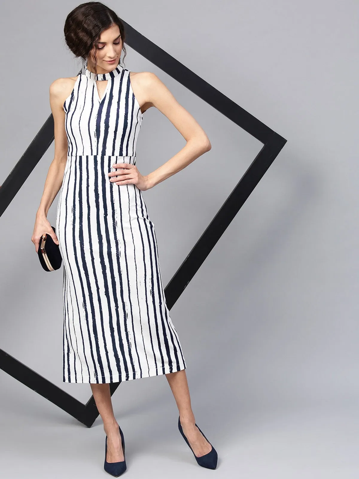 Abstract Stripes Midi Dress