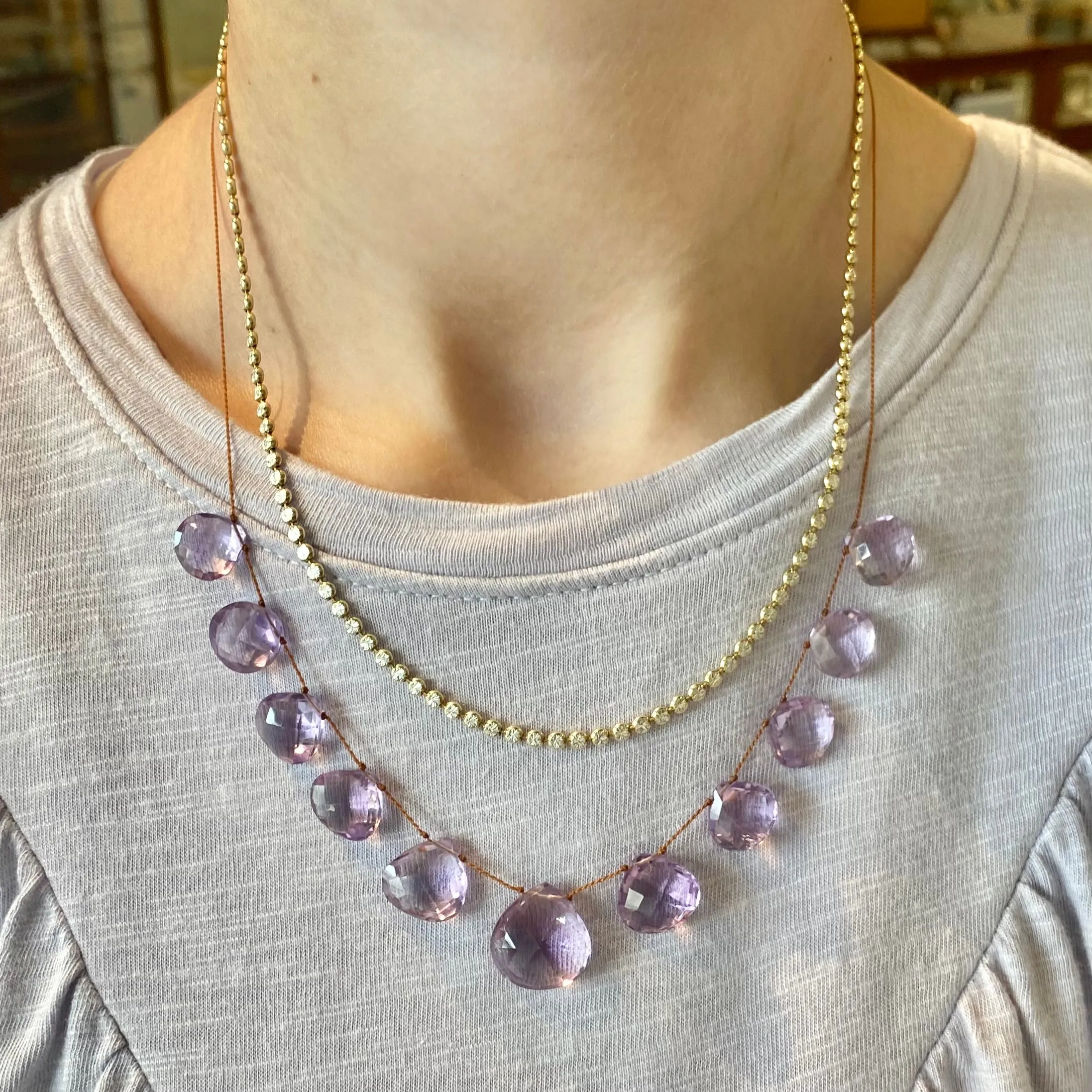 Adjustable Amethyst Petal Necklace