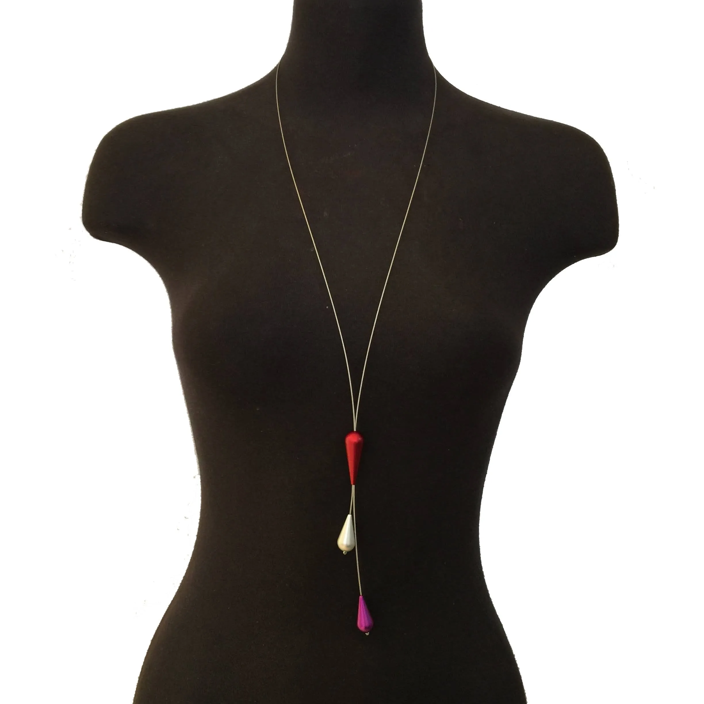 Adjustable Bolo Necklace- Red and Purple