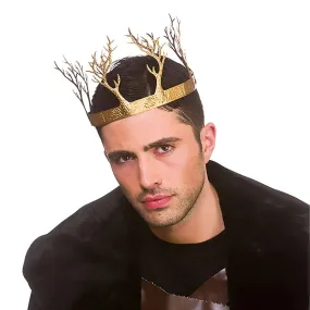 Adults Woodland Crown Gold Metal King Queen Fancy Dress