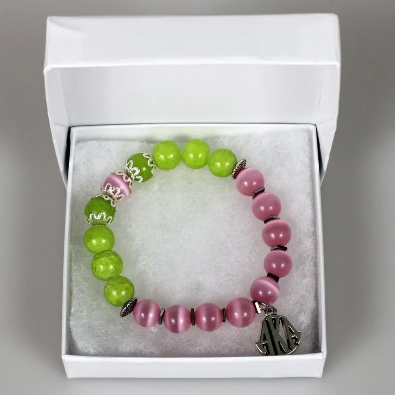 Alpha Sorority Charm Bead Bracelet