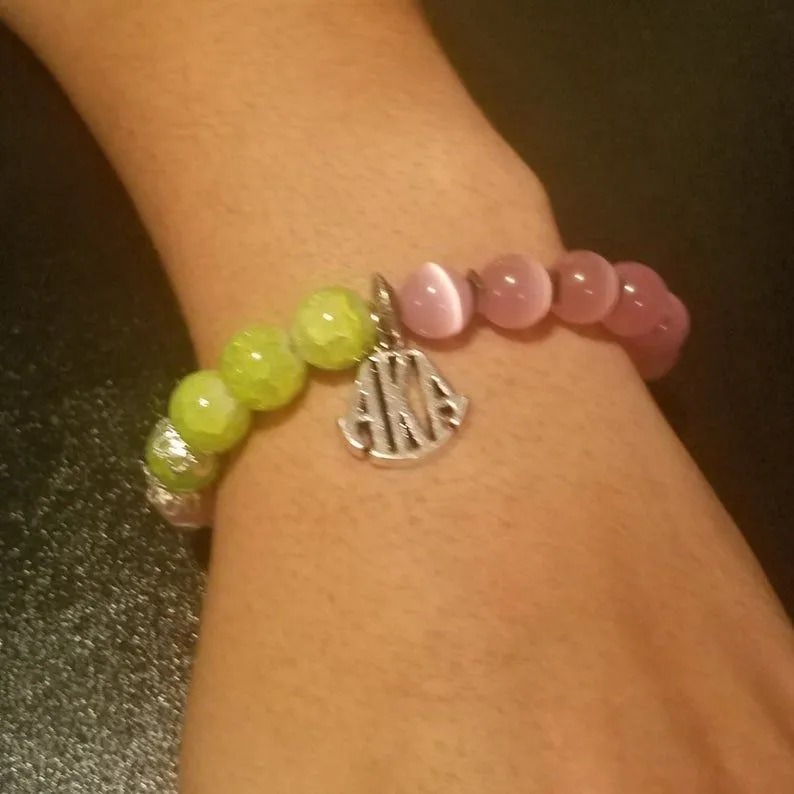 Alpha Sorority Charm Bead Bracelet