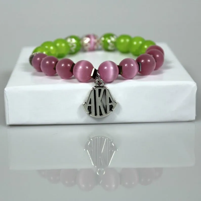 Alpha Sorority Charm Bead Bracelet