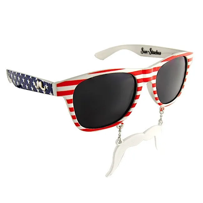 American Flag Sunglasses with Mustache | Sun-Staches