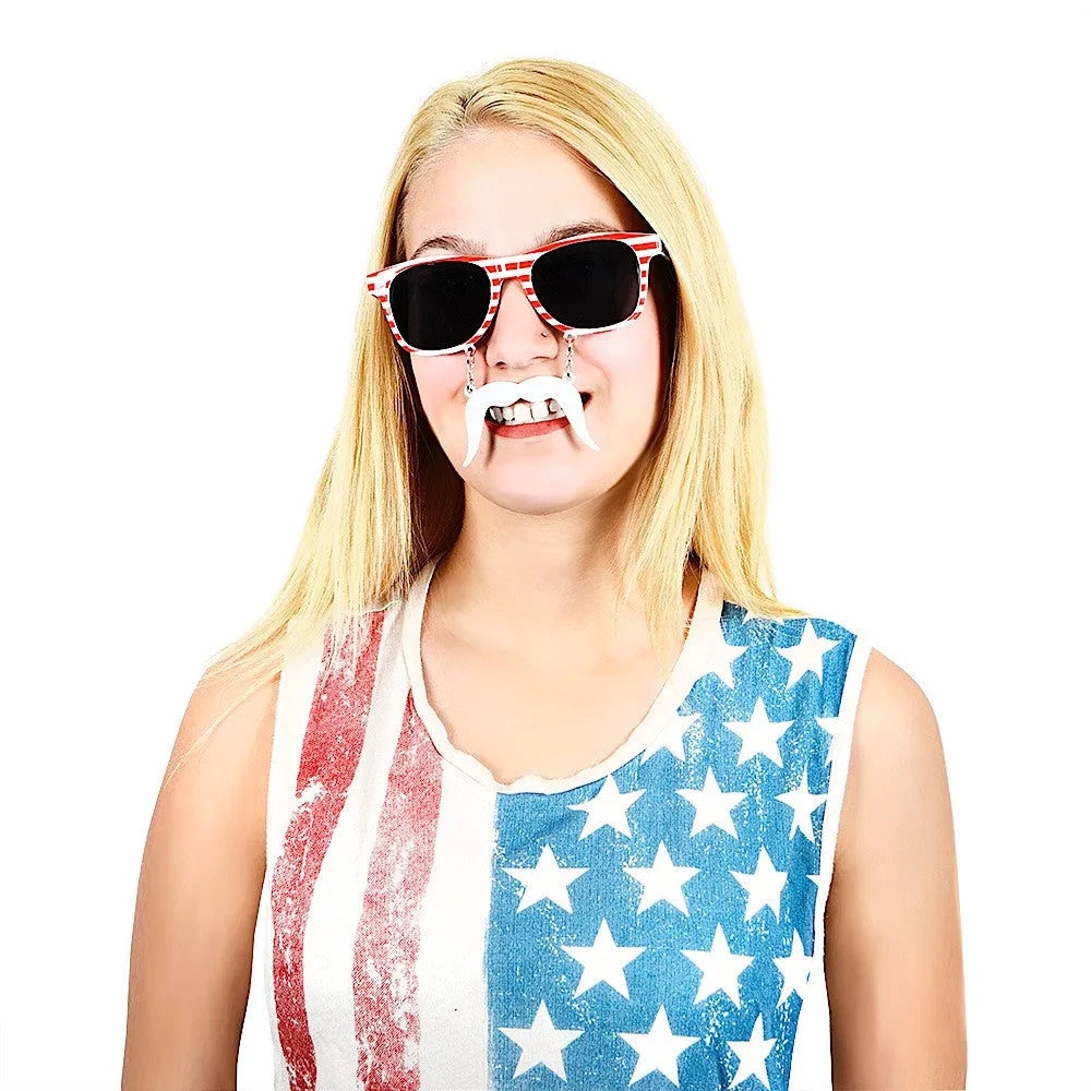 American Flag Sunglasses with Mustache | Sun-Staches