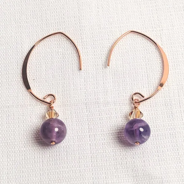 Amethyst & 14Kt Rose Gold-filled Earrings