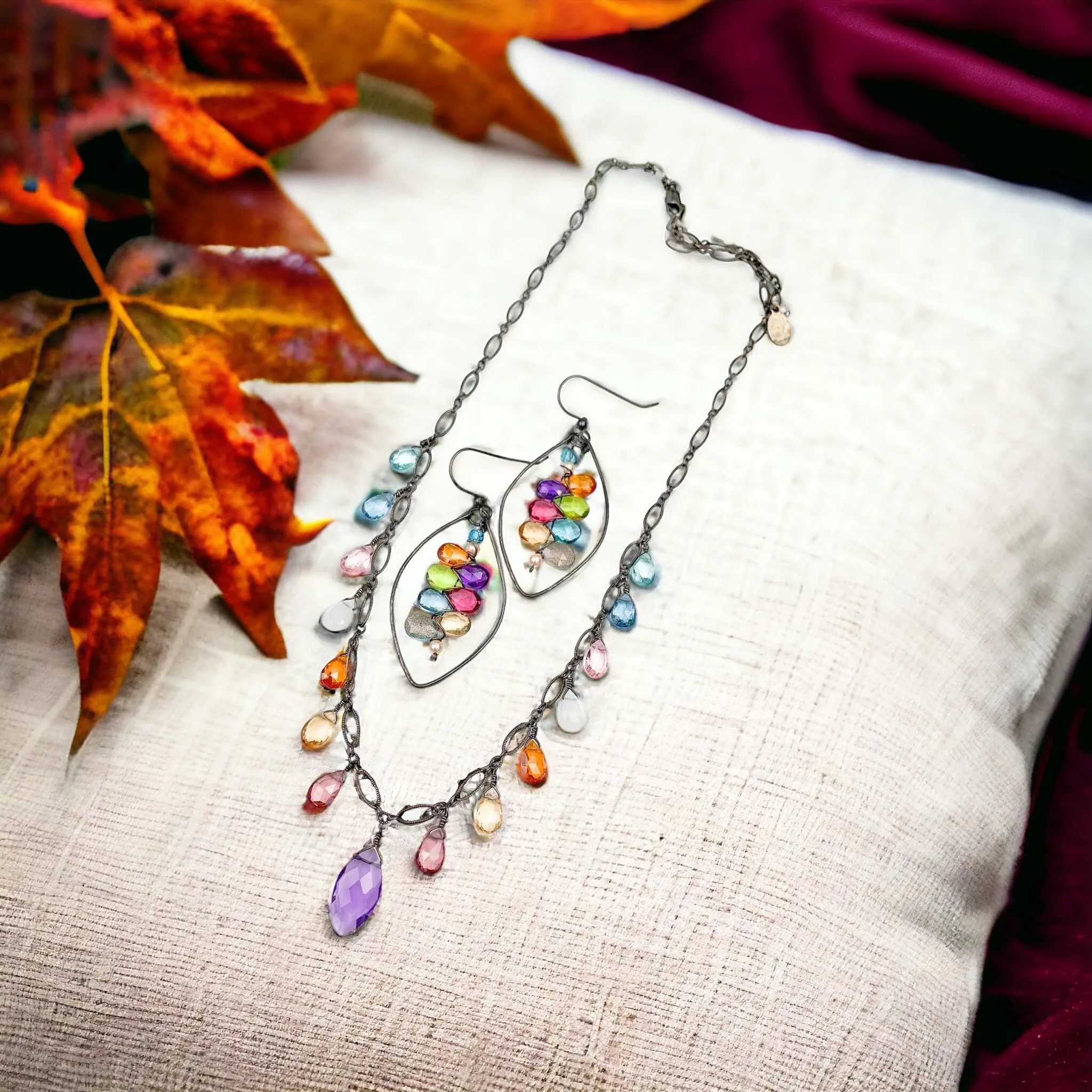 Amethyst and Colorful Drape Necklace