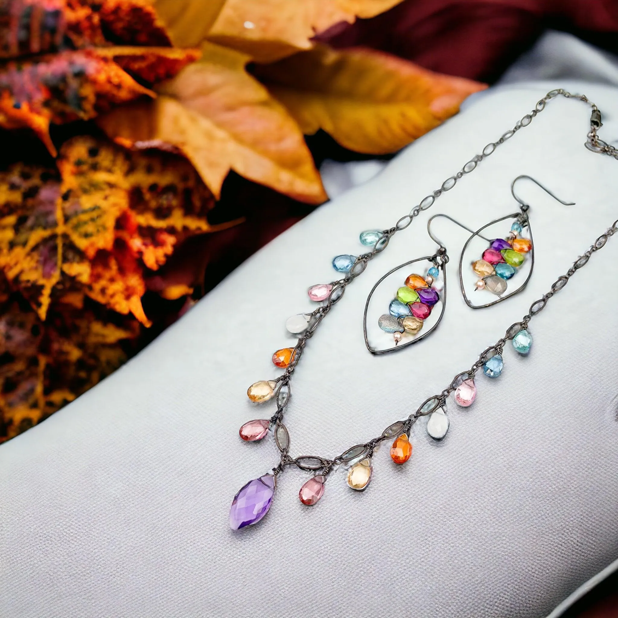 Amethyst and Colorful Drape Necklace