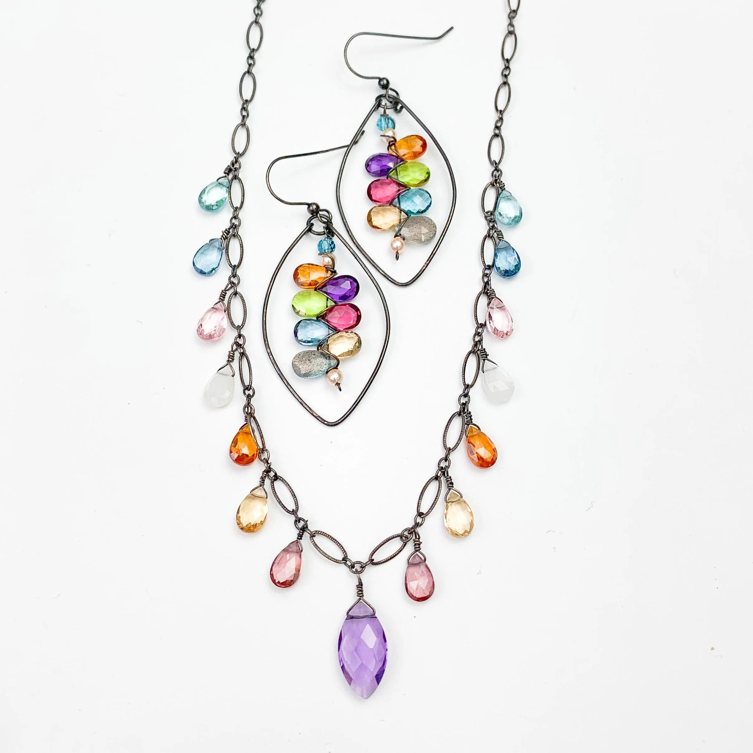 Amethyst and Colorful Drape Necklace