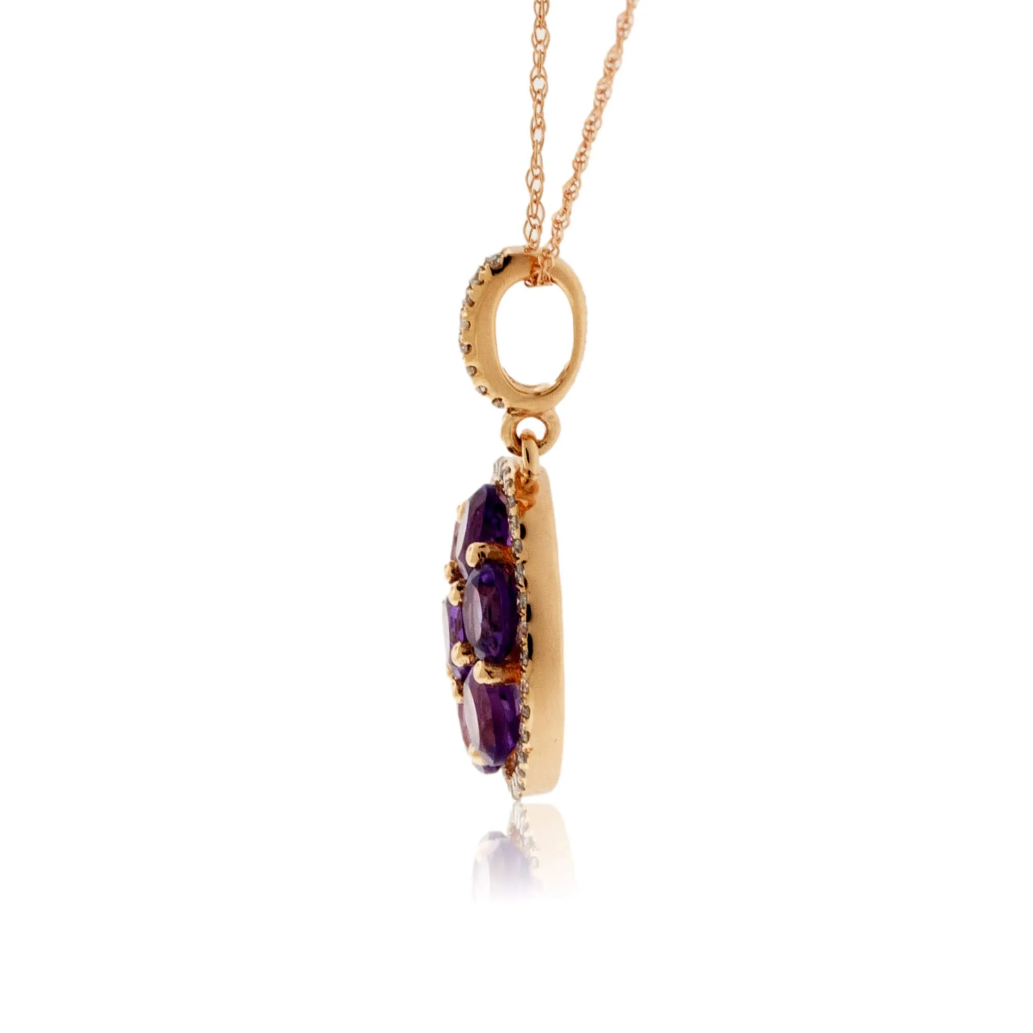 Amethyst Cluster and Diamond Halo Pendant