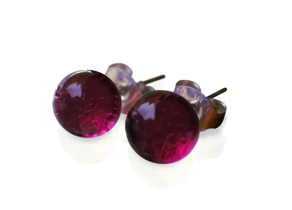 Amethyst Glass Stud Earrings