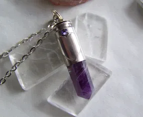 Amethyst Heart Silver Bullet Jewelry Pendant