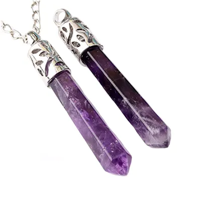 Amethyst Hexagon Point Reiki Pendant Necklace