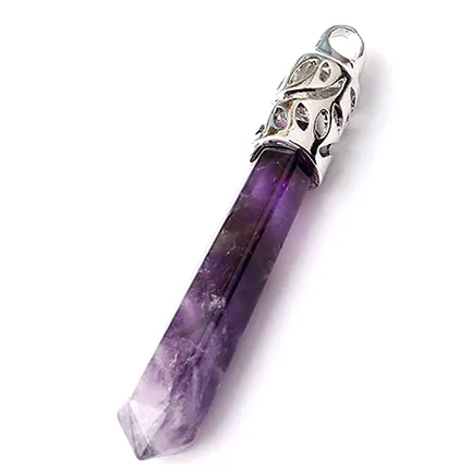 Amethyst Hexagon Point Reiki Pendant Necklace