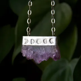 Amethyst Moonphases Sterling Silver Necklace