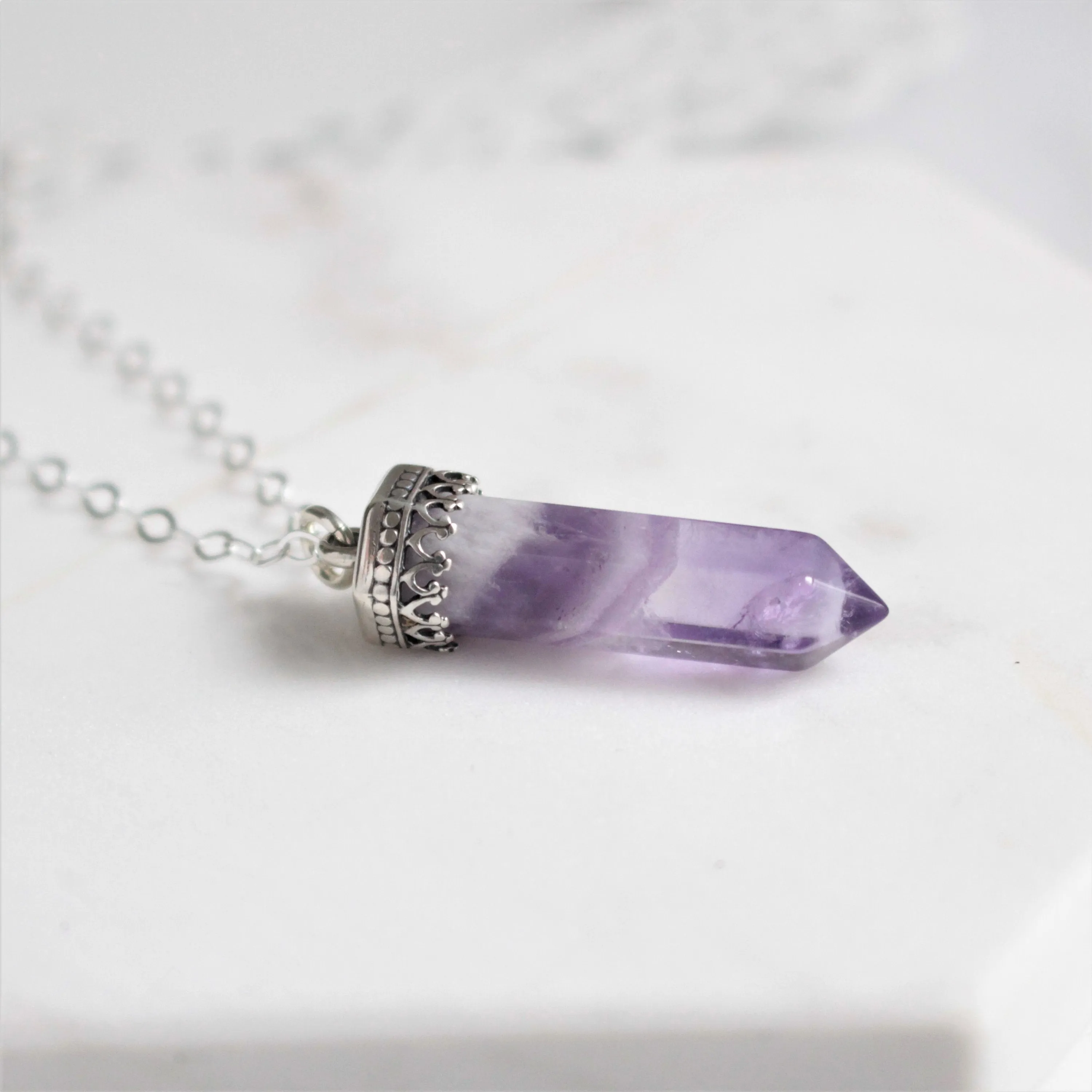 Amethyst Single-Point Crystal Necklace