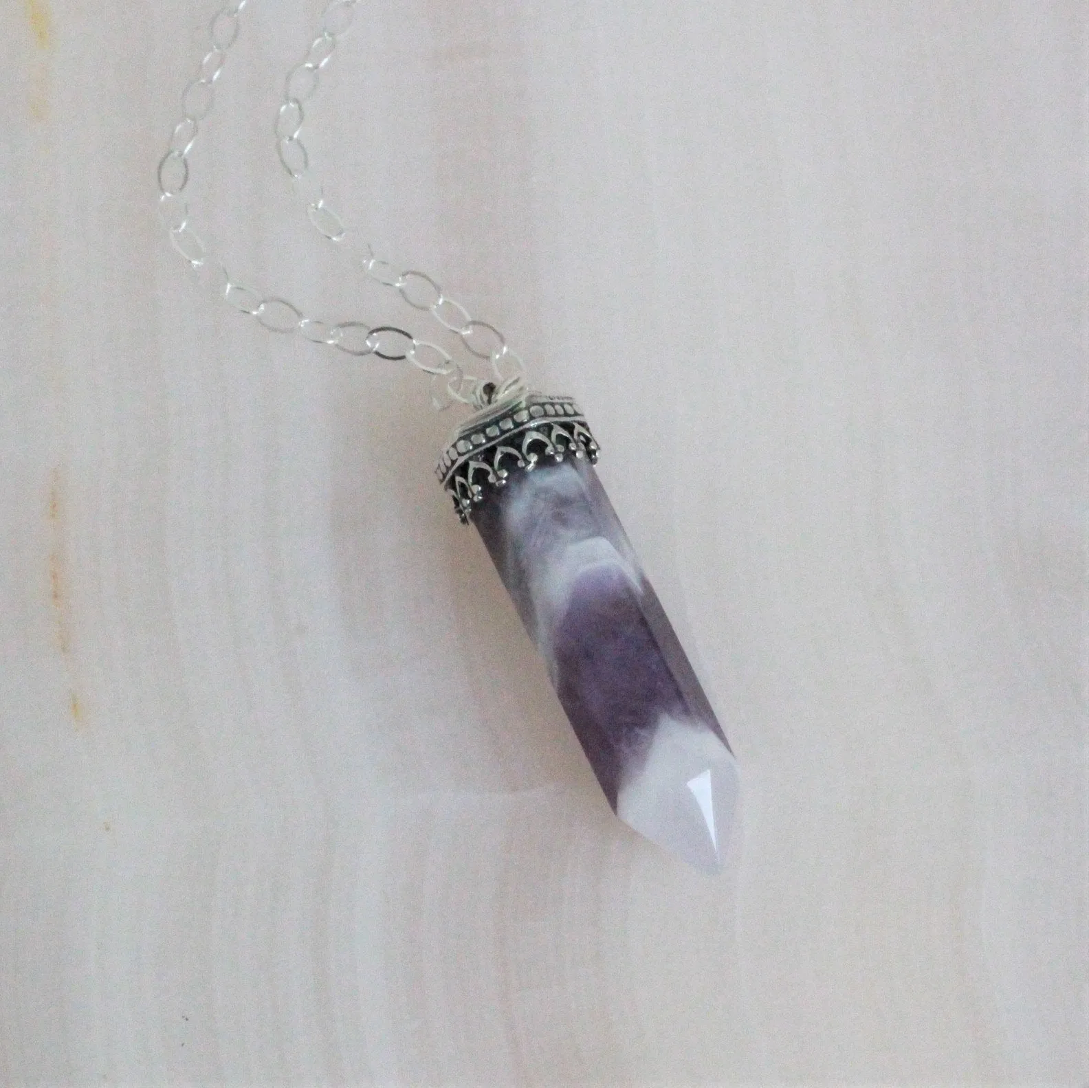 Amethyst Single-Point Crystal Necklace