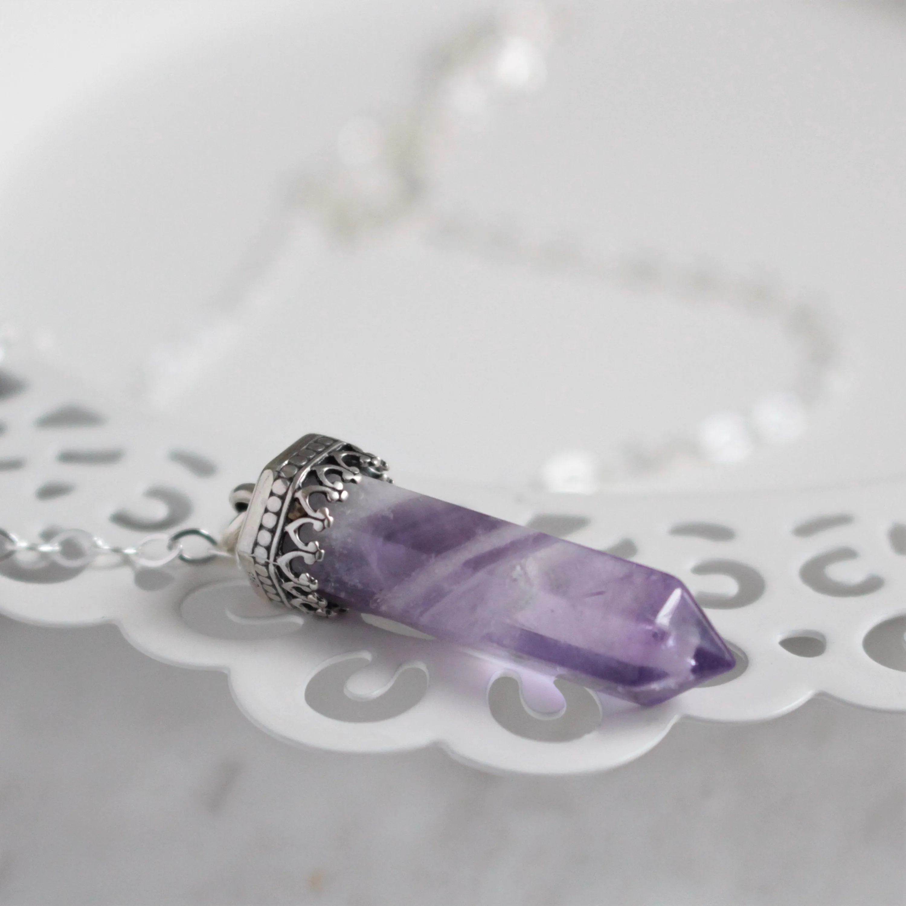 Amethyst Single-Point Crystal Necklace