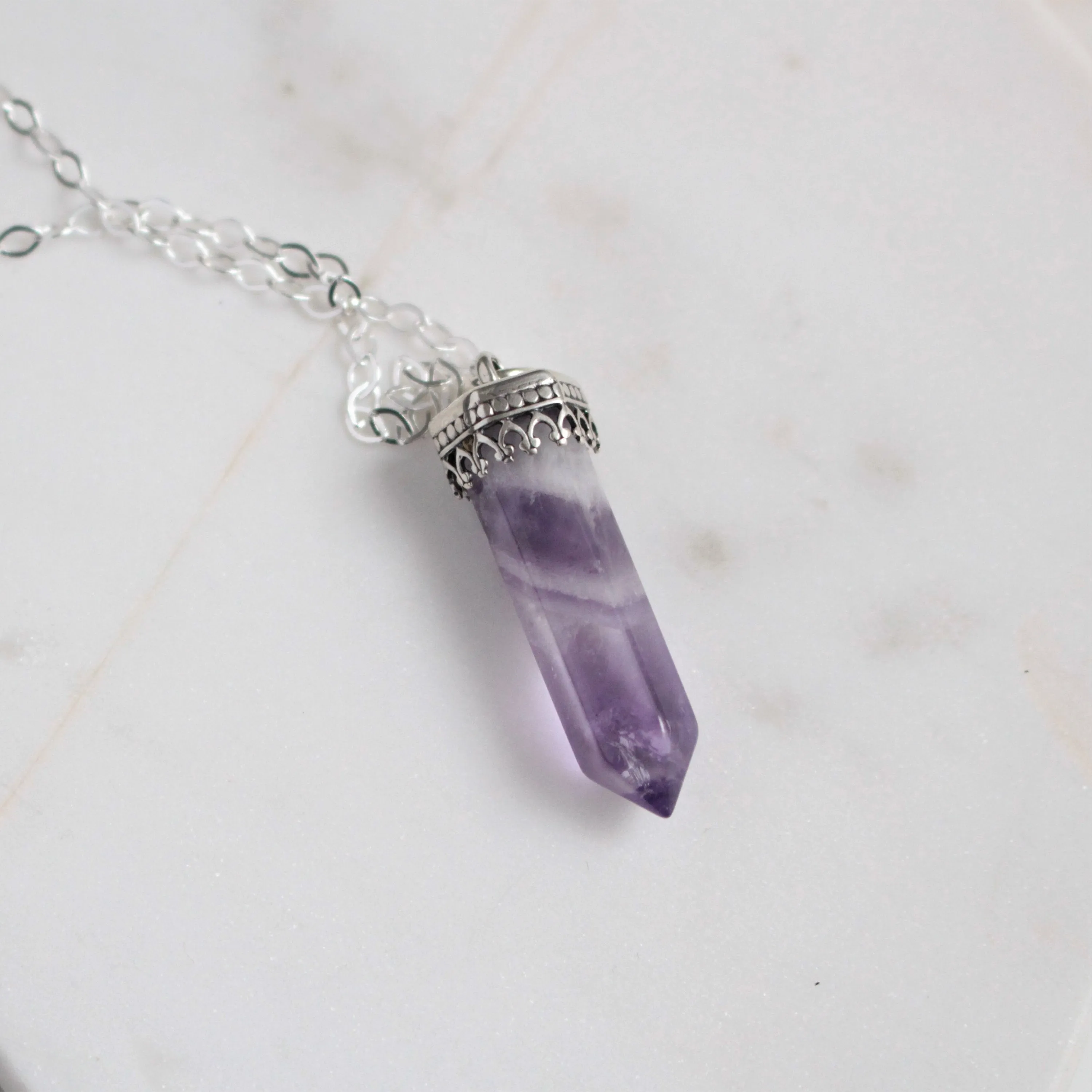 Amethyst Single-Point Crystal Necklace