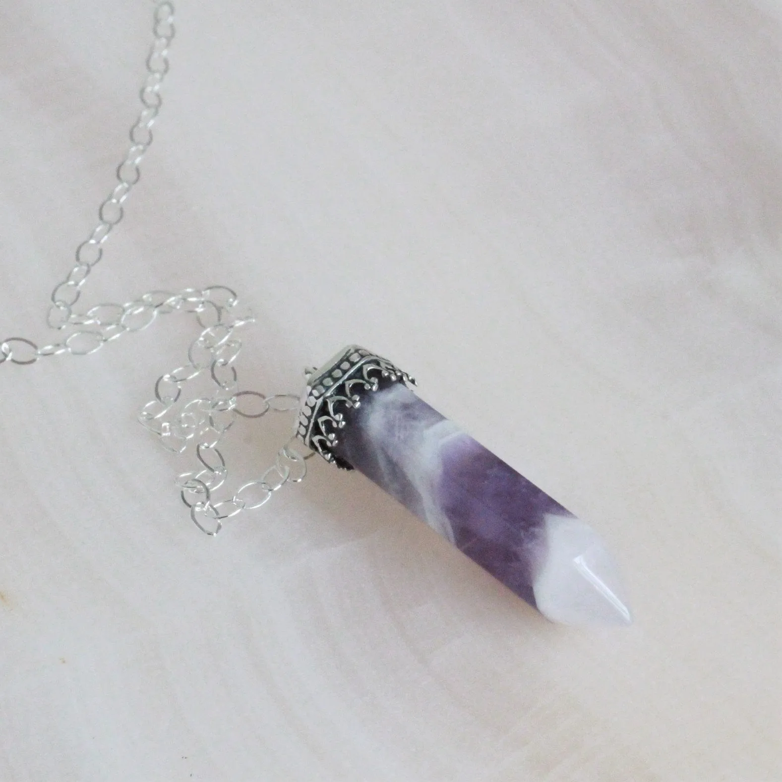 Amethyst Single-Point Crystal Necklace