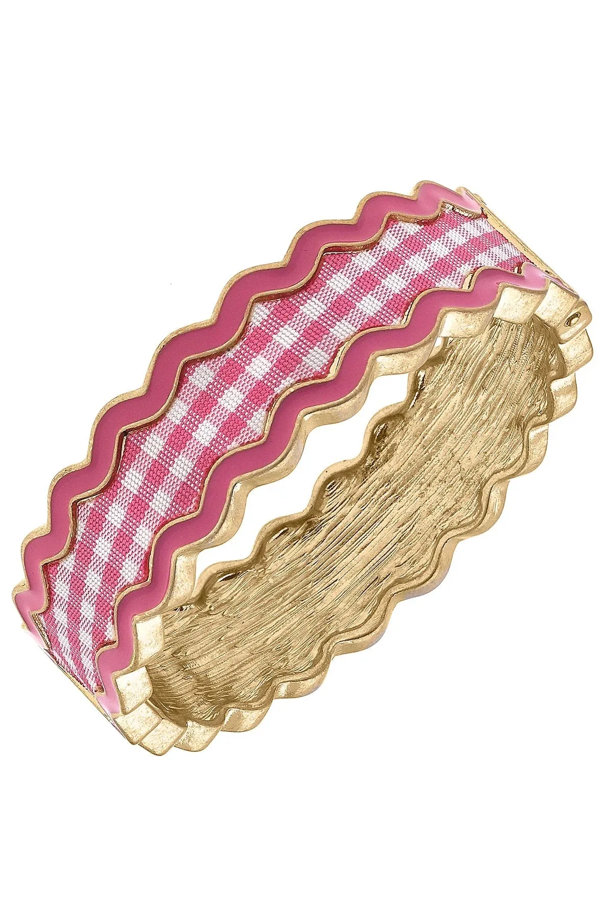 Annalise Gingham Statement Bangle -- Hot Pink