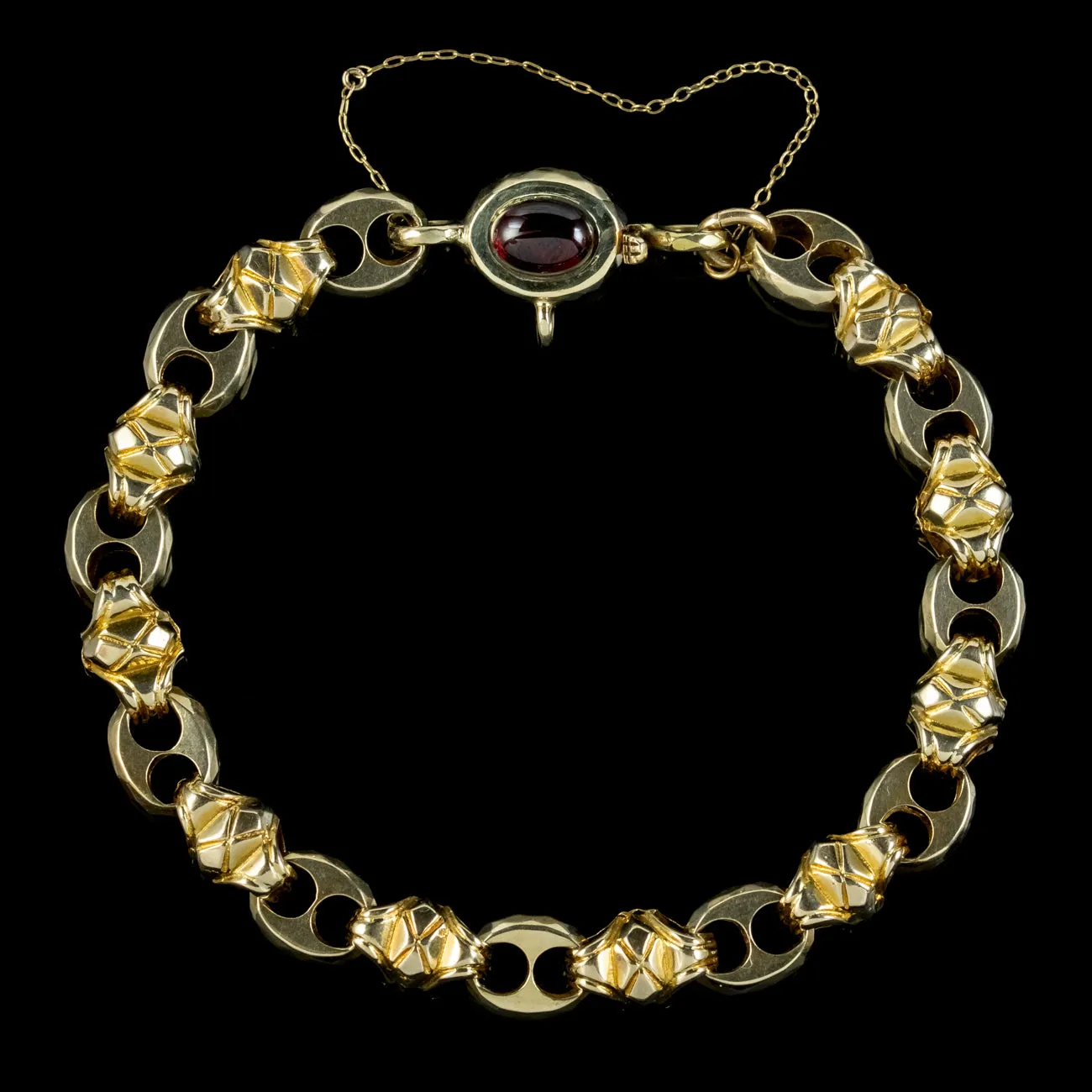 Antique Victorian 15ct Gold Bracelet Garnet Clasp Circa 1880